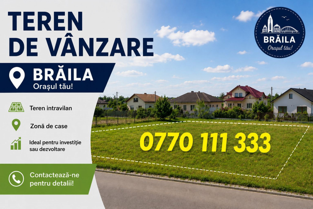 - Teren Intravilan, suprafata 477mp, zona Centrala de case