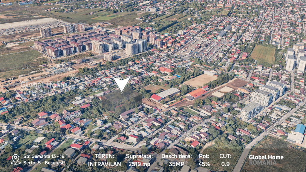 Teren 2519 MP - Deschidere 34 MP • Sector 5 - Salaj •