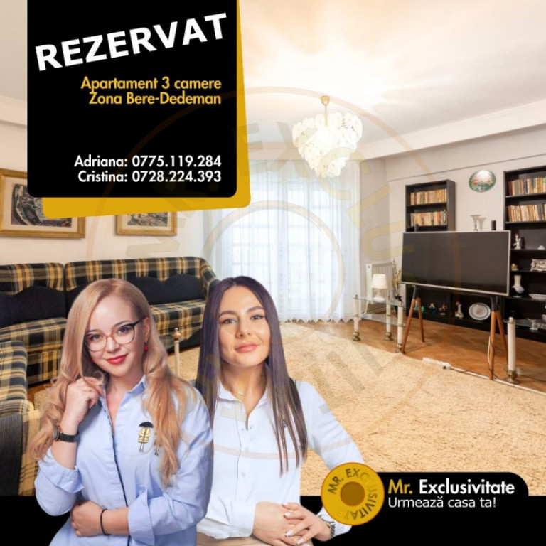 Apartament 3 camere - decomandat - 3 balcoane, etaj 3 cu lif
