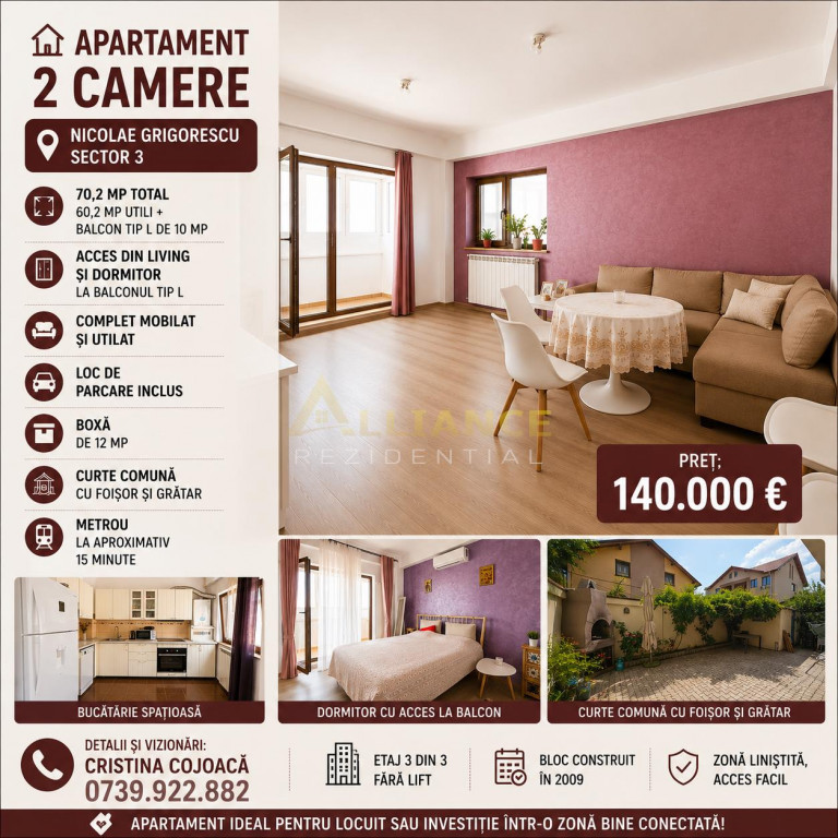 Sector 3 Apartament 2 camere Mobilat cu parcare si boxa