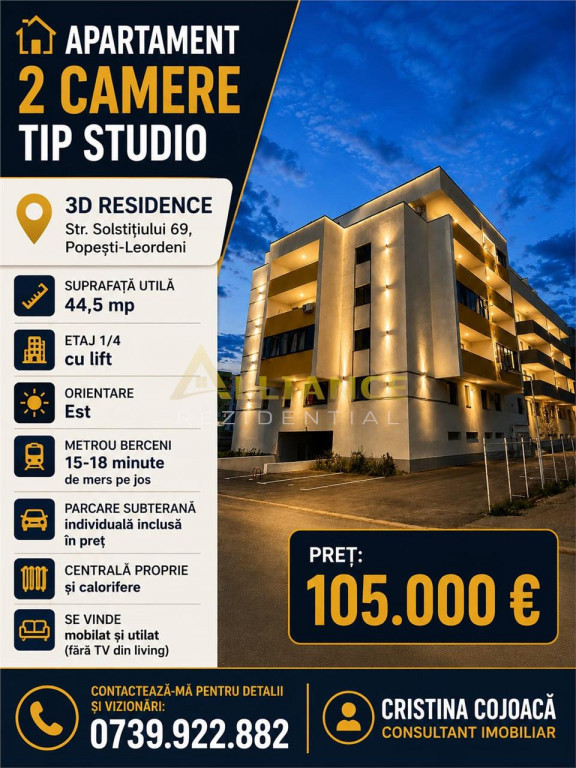 Apartament 2 camere Mobilat si Utilat Parcare subterana in