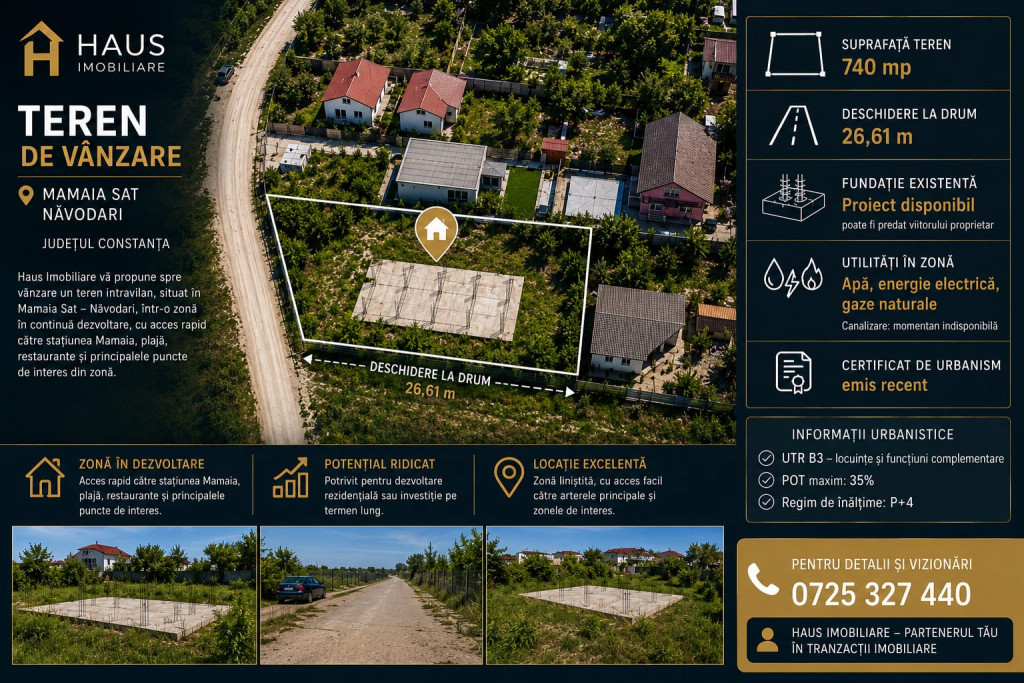Teren de vânzare în Mamaia Nord 1800mp; COMISION 0%
