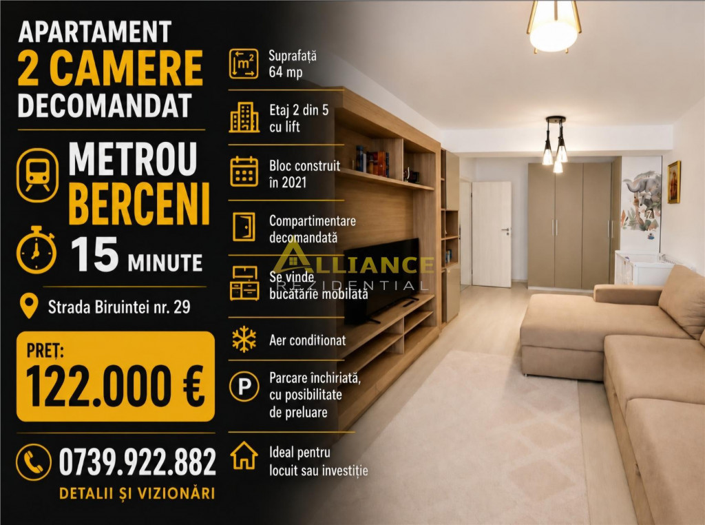 Exclusivitate Apartament 2 Camere Mobilat si Utilat Metrou B