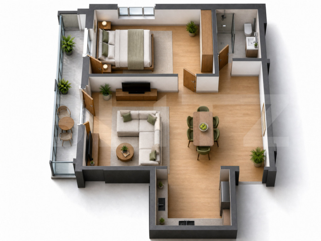 2 camere complet mobilat, bloc nou, 58 mp, zona A. Vlaicu