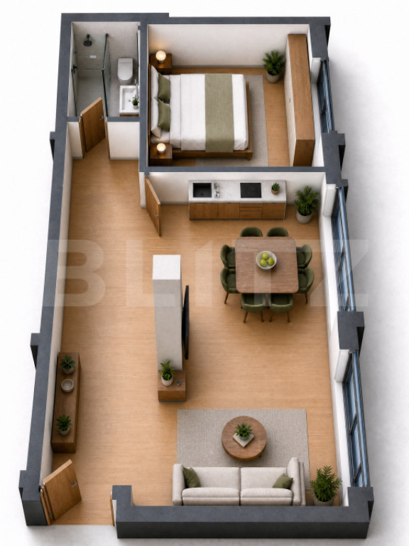Apartament cu C.F. 2 camere, 47,6 mp utili, bloc nou, Mără