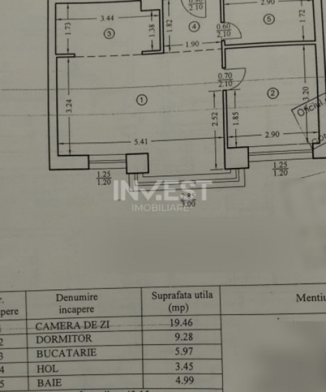 Apartament 2 camere--etaj intermediar-Tatarasi-Bloc nou