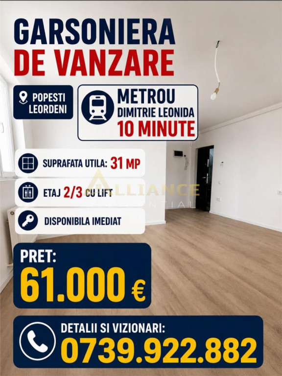 Garsoniera Metrou Dimitrie Leonida Gata de Mutare Parcare