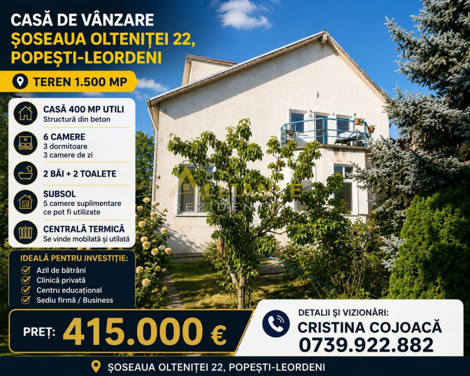 Casa Individuala Soseaua Oltenitei 1500 mp 11 Camere 4 bai