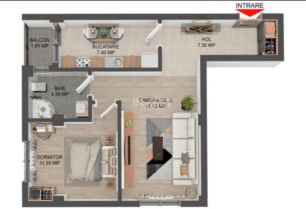 Apartament 2 camere decomandat etaj 1 Valea Lupului-Iași