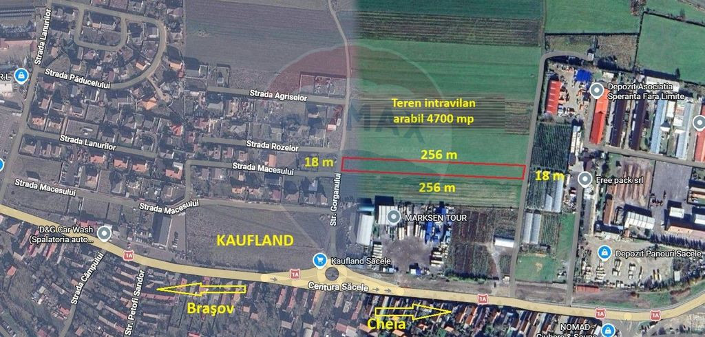 Teren intravilan, 4700 mp, lângă Kaufland Săcele