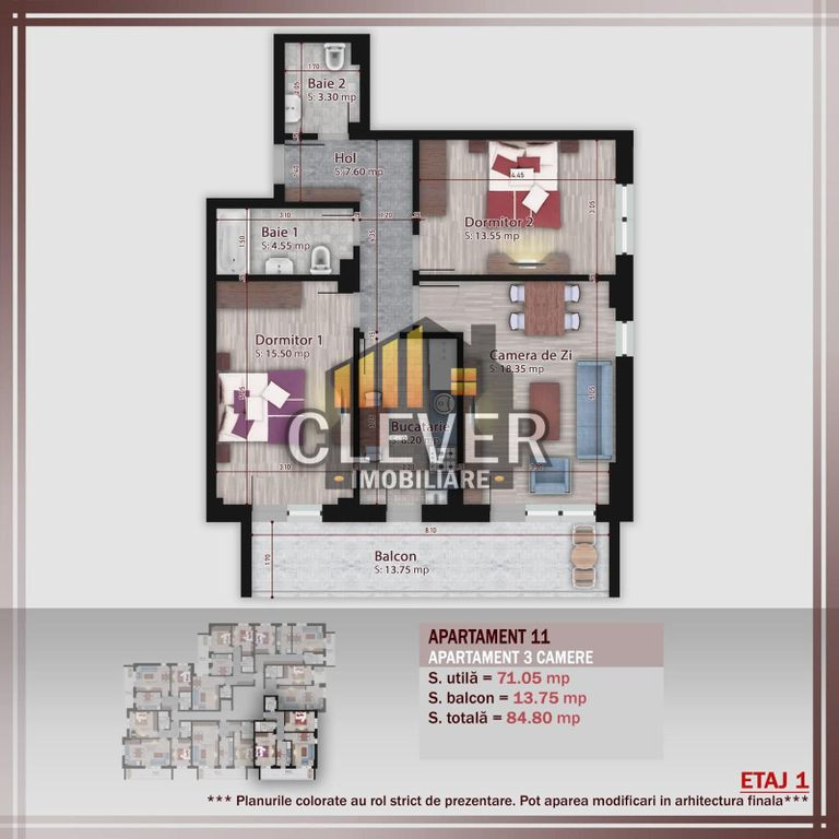 Apartament 3 camere-Comision 0% Metrou Teclu - Pallady