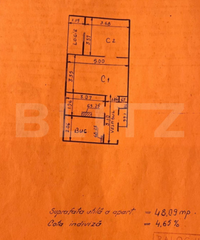 Apartament 2 camere, 48 mp- Podu Ros