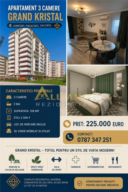  APARTAMENT 3 CAMERE | GRAND KRISTAL | 108 MP | PARCARE ...
