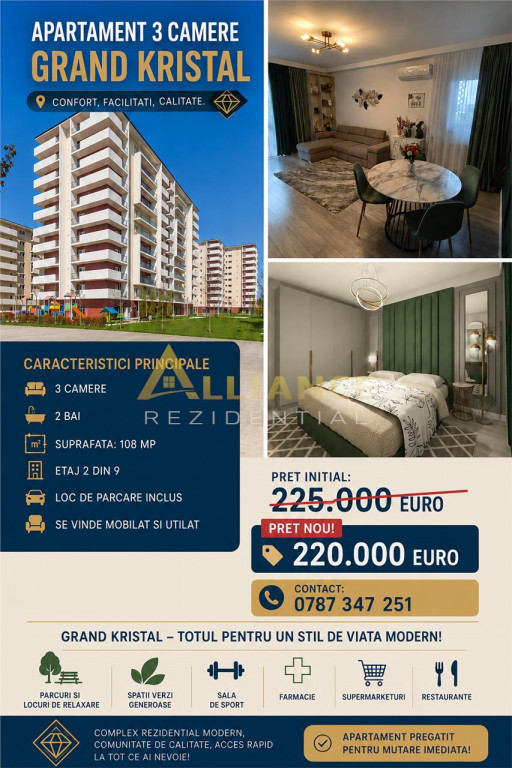  APARTAMENT 3 CAMERE | GRAND KRISTAL | 108 MP | PARCARE ...