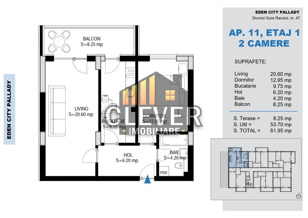 2 Camere Decomandat | 62 mp | Theodor Pallady | Metrou teclu