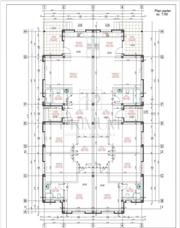Duplex spatios - 3 dormitoare - asfalt - 415 mp teren