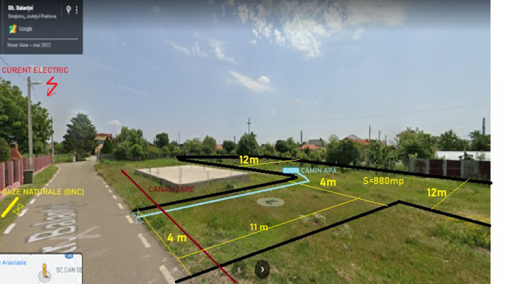 Teren intravilan de vânzare în Strejnicu 874mp