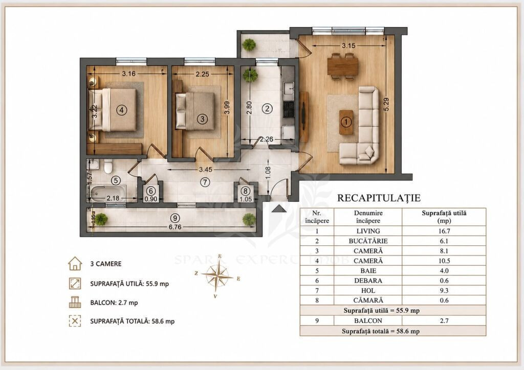 APARTAMENT 3 CAMERE DECOMANDAT // ETAJ 3 // CARTIER 9 MAI