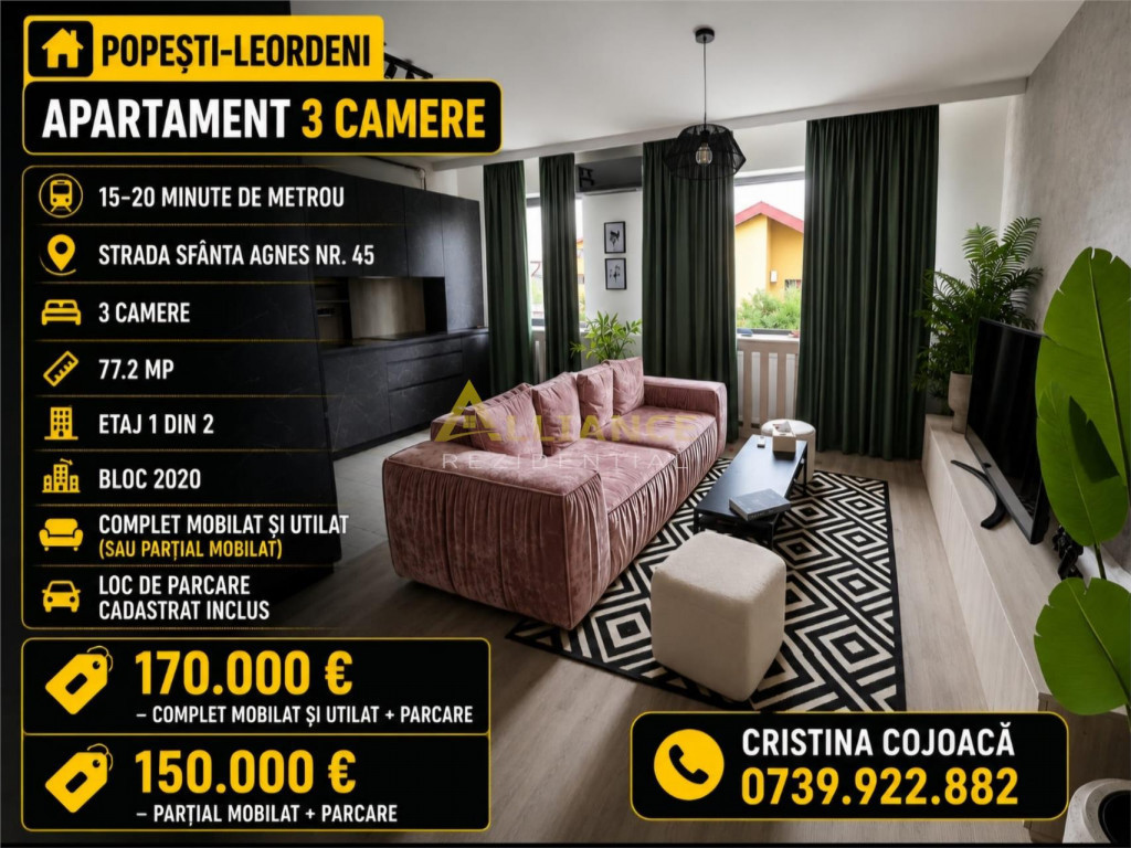 Campus Scolar Popesti Leordeni Apartament 3 camere 2 bai