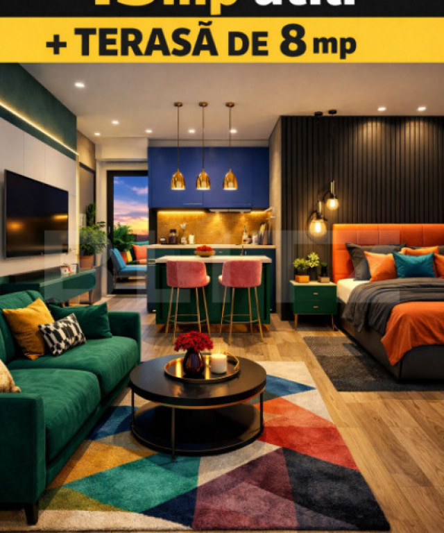 Zero Comision! Apartament studio, 1 Terasa, Loc de Parcare I