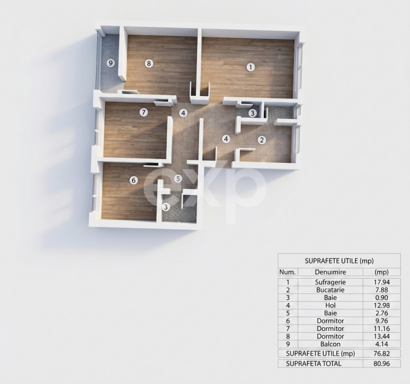 Apartament 4 camere, 81 mp – Negru Voda, Pitești | Ideal