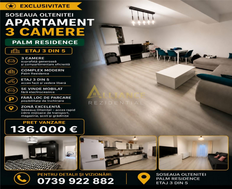 Palm Residence Soseaua Oltenitei Apartament 3 camere 2 bai m