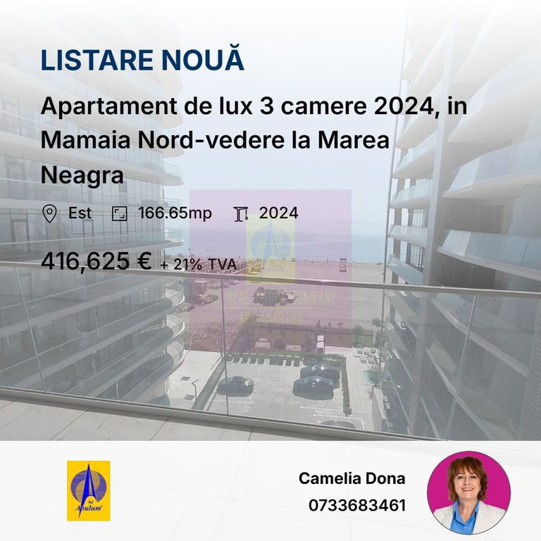 Apartament de lux 3 camere 2024, in Mamaia Nord-vedere la...
