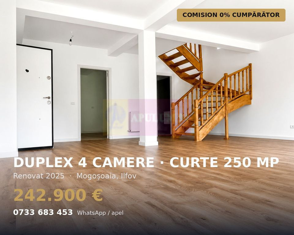 Duplex 4 camere , curte 250 mp, renovat 2025 — Mogoșoaia