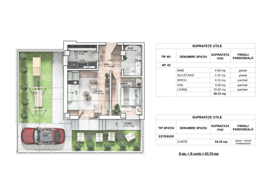 Apartament 2 camere, 39 mp, loc de parcare inclus, zona Gala