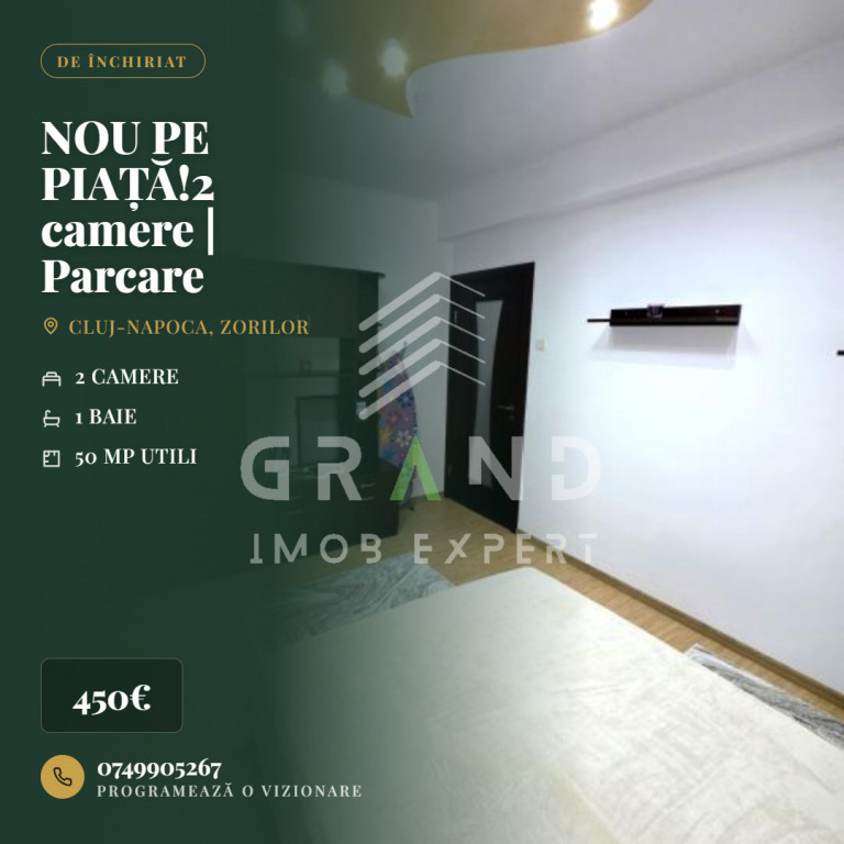 NOU PE PIAȚĂ!2 camere | Parcare inclusă | Zorilor–Europ