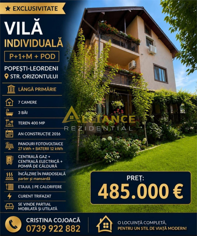 Vila Individuala 7 camere Popesti Leordeni 400 mp teren 240