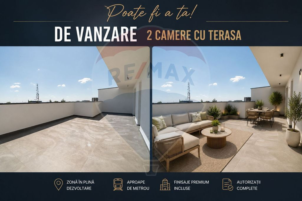 Vânzare Apartament 2 camere cu terasă de 39,50 mp