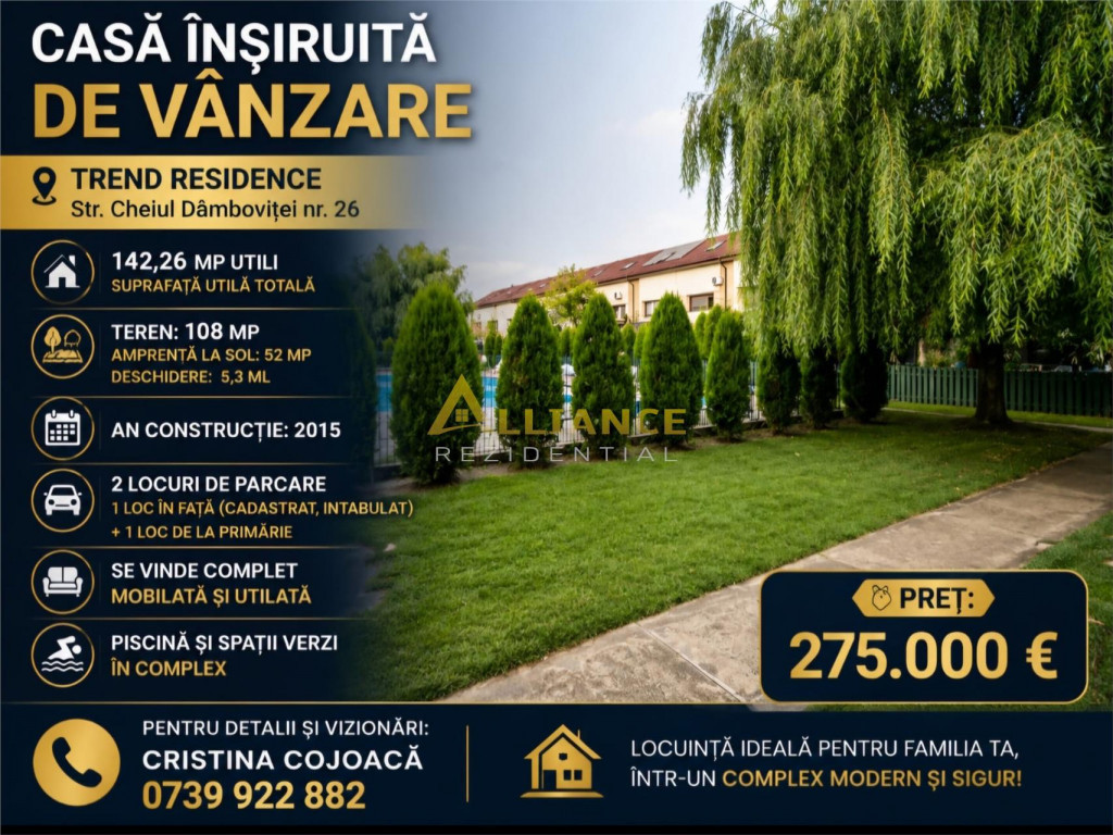 TREND RESIDENCE Vila Insiruita P 1 M 4 Camere 2 Bai Mobilata