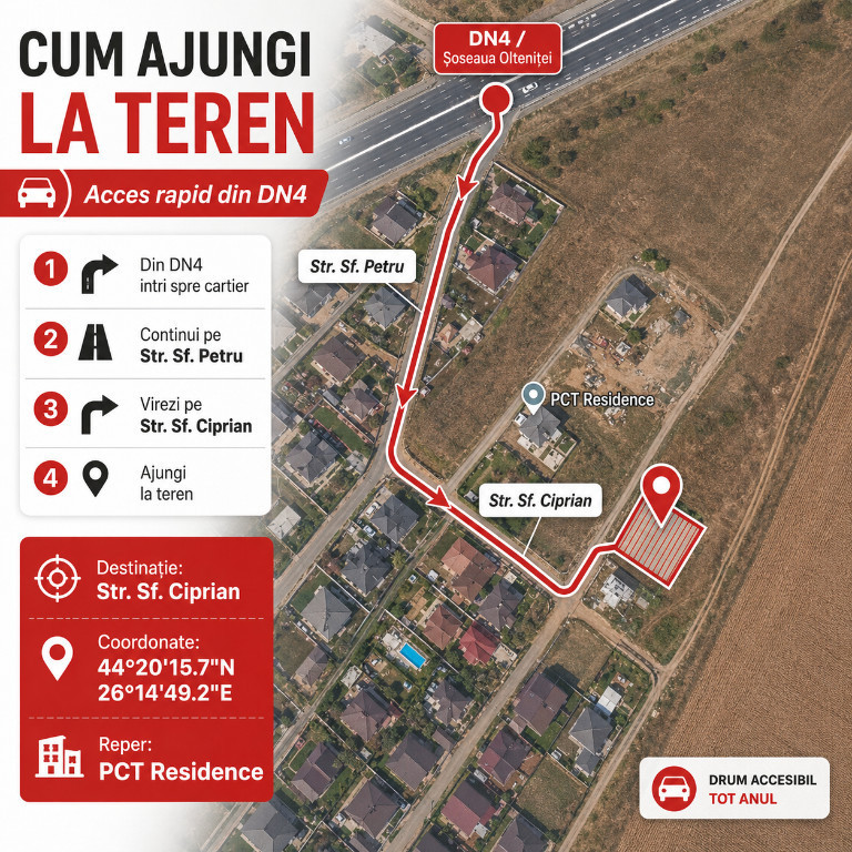 Teren intravilan 414 mp – Cartier Allegria Residence, Popesti Leordeni