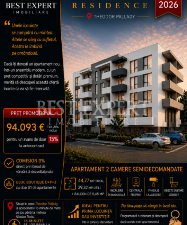 2 Camere Ideal Investitie cu Parcare Acoperita /Credit Ipote