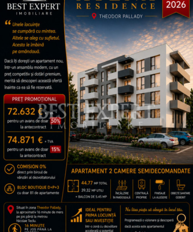 Direct Dezvoltator | Apartament 2 Camere | Bonus Loc de Parc
