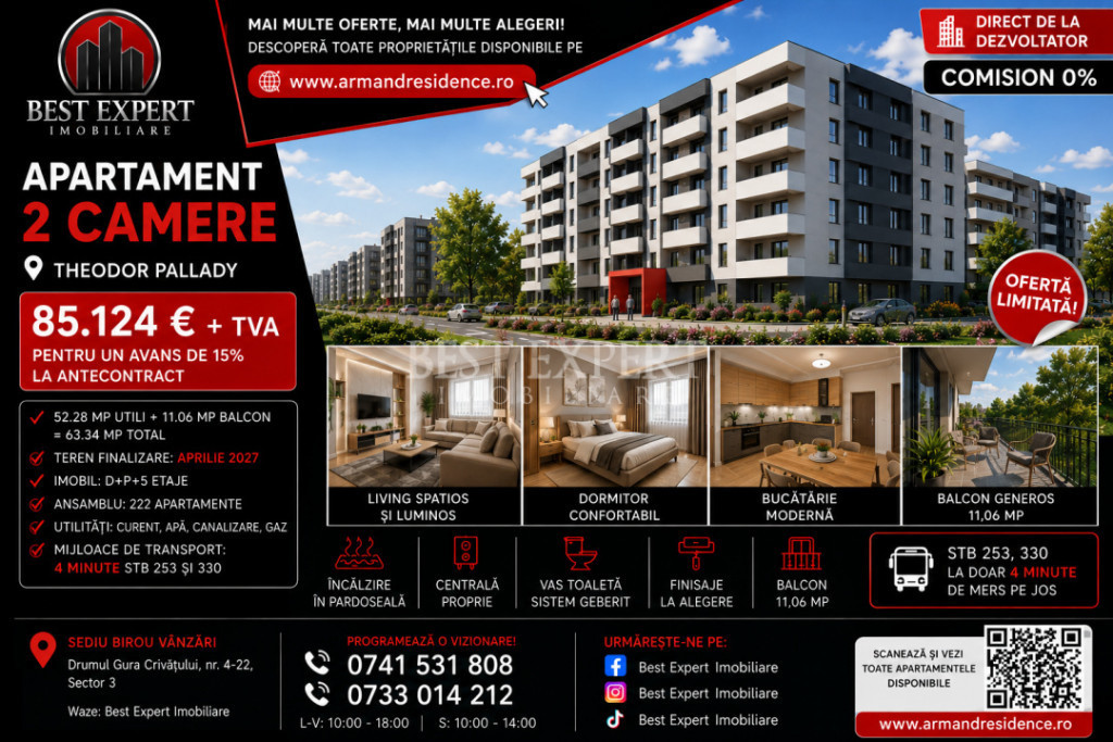 ???? 2 camere Moderne | Parcare Bonus la Avans 50% | Comisio