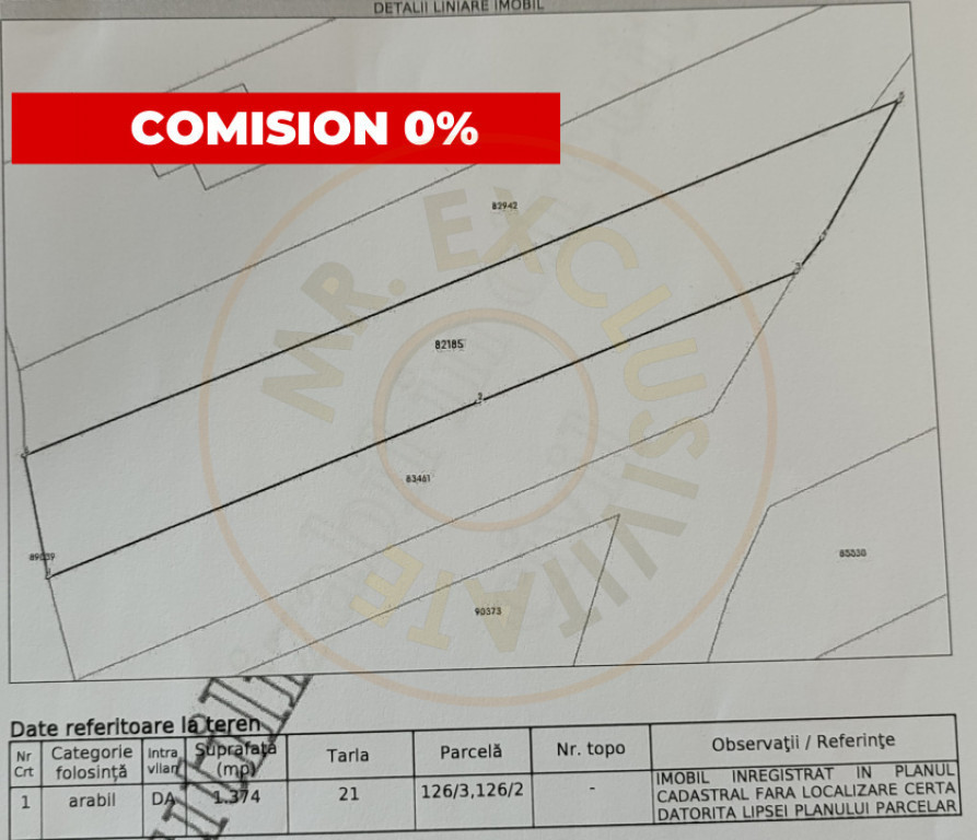 Teren de vanzare in Comuna Bradu – 1.374 mp | Deschidere 1