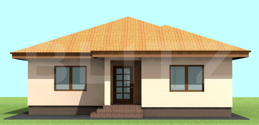 Casă individuală pe parter de vânzare, 122 mp + 500 mp te