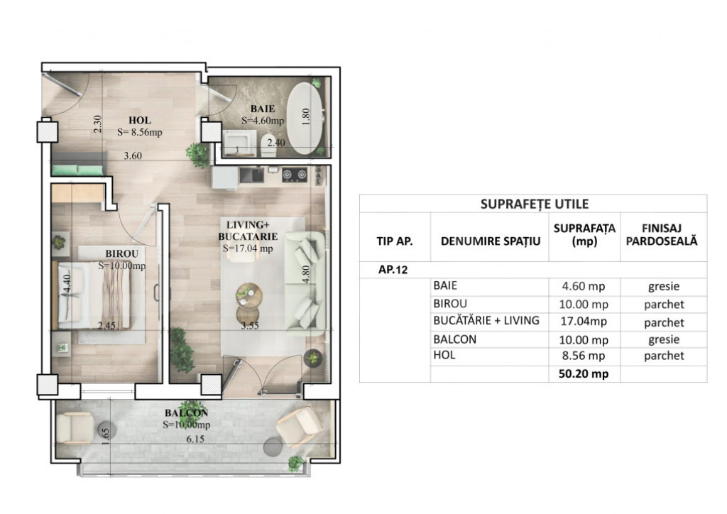 Apartament 2 camere, 57.95 mp, zona Galta