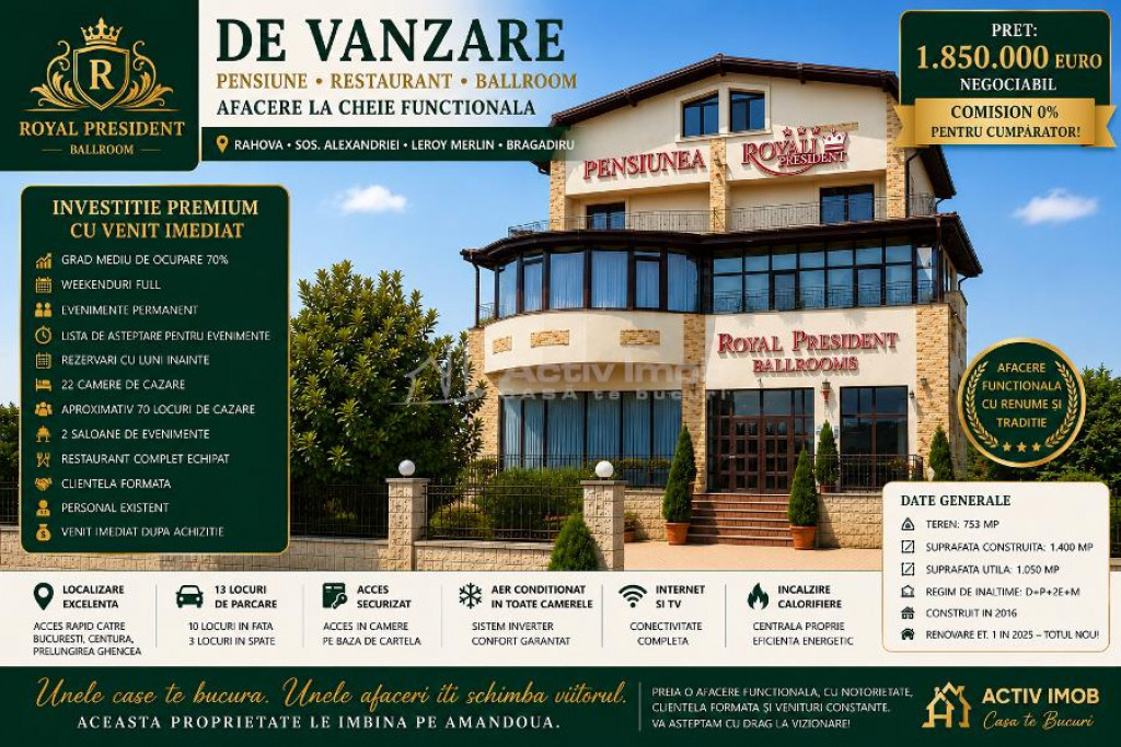 De – Pensiune – Restaurant – Ballroom – Rahova ??...