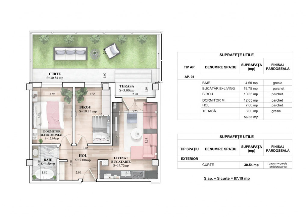 Apartament 3 camere 68 mp, platou Galata