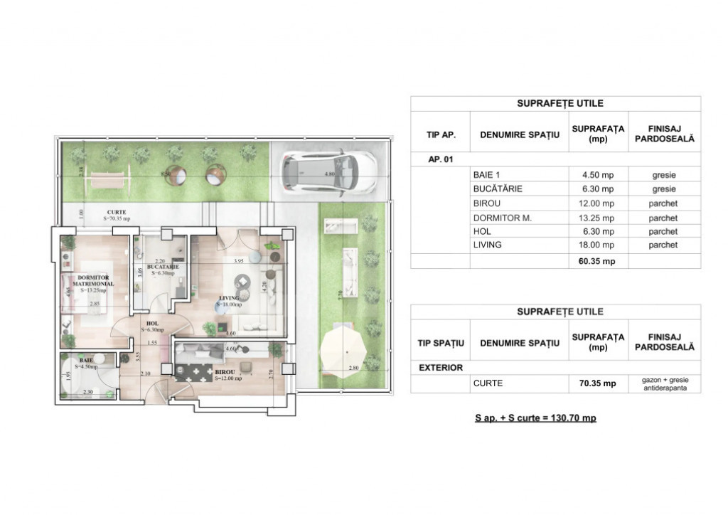 Apartament 3 camere, 67.67 mp, zona Galata