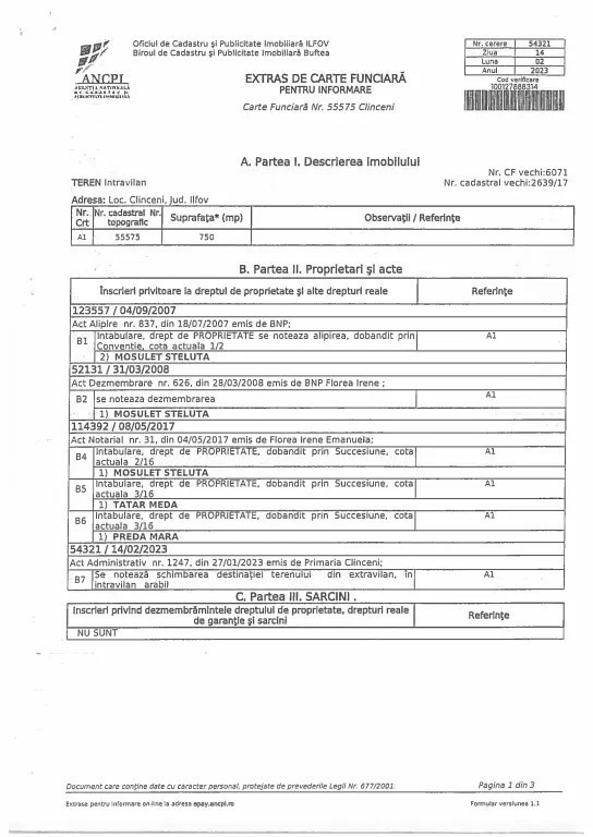 Teren intravilan 750 mp + Drum de acces – Clinceni, Ilfov