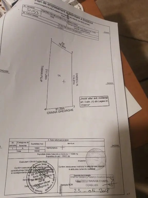 De vânzare teren extravilan în satul Izvorul Anestilor, jud Mh