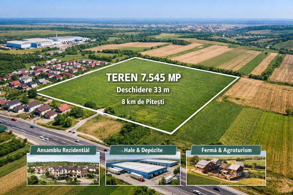 Teren intravilan 7.545 mp în ideal rezidențial sau hale