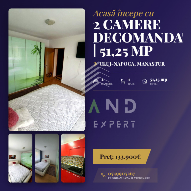 2 camere decomandate | 51,25 mp utili | Mănăștur–Str. M