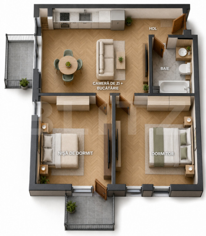Apartament 3 camere Apahida 55mp | Complex Estimo | Ideal pe