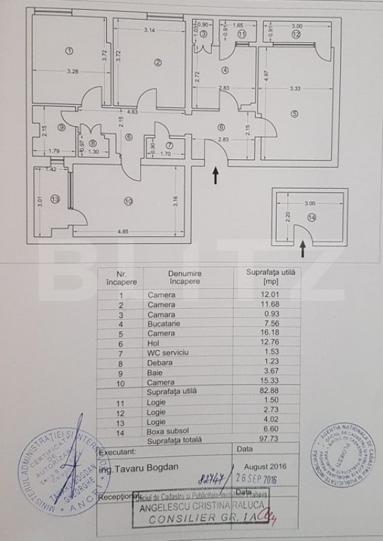 Apartament 4 camere, 82 mp ,3 balcoane inchise + boxa, zona