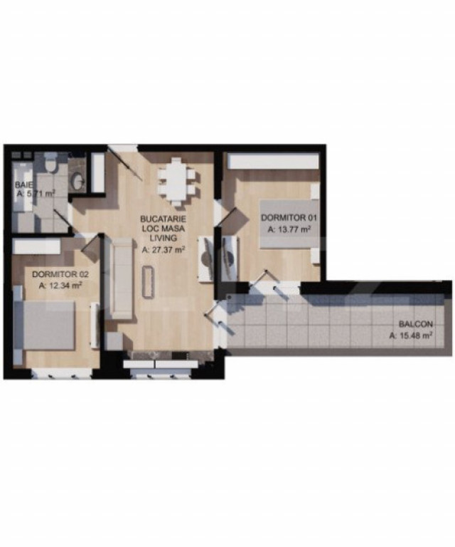 Apartament cu 3 camere, terasa 15mp, parcare , zona centrala